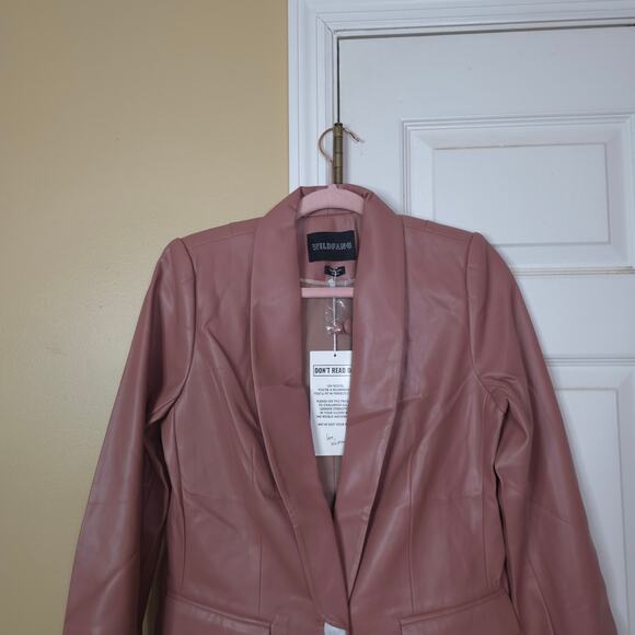Wildfang Empower Vegan Leather Tux Blazer Rose Brown Size S - Picture 3 of 9